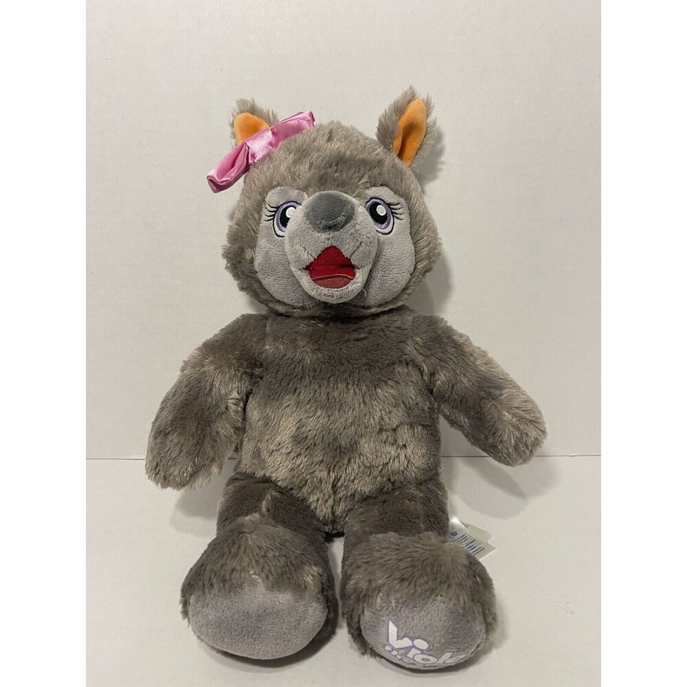 Build A Bear Violet the Wolf Gray Plush 17" Pink Bow Great Wolf Lodge BAB